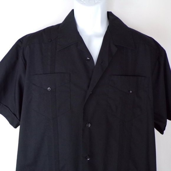 The Havana Co. Men's Guayabera Shirt Black 2424 - Picture 3 of 10